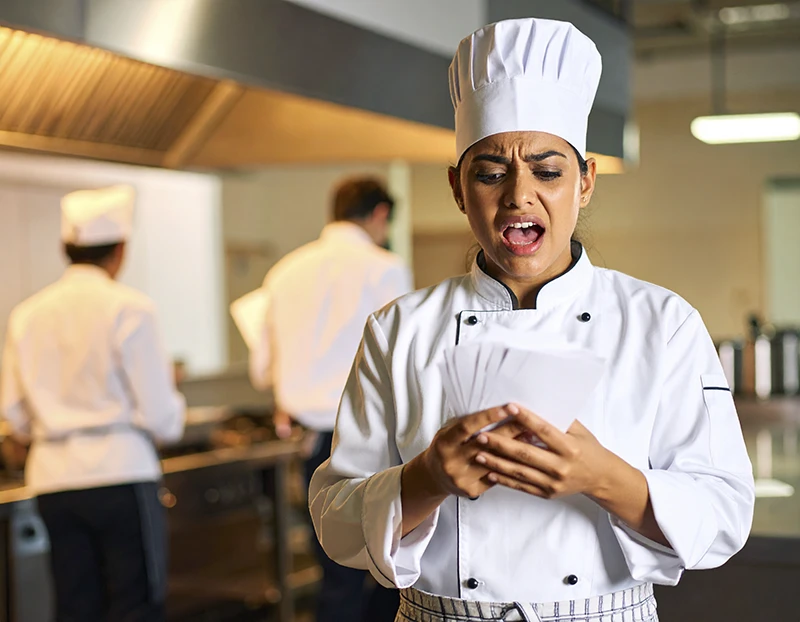 Chef de cozinha triste